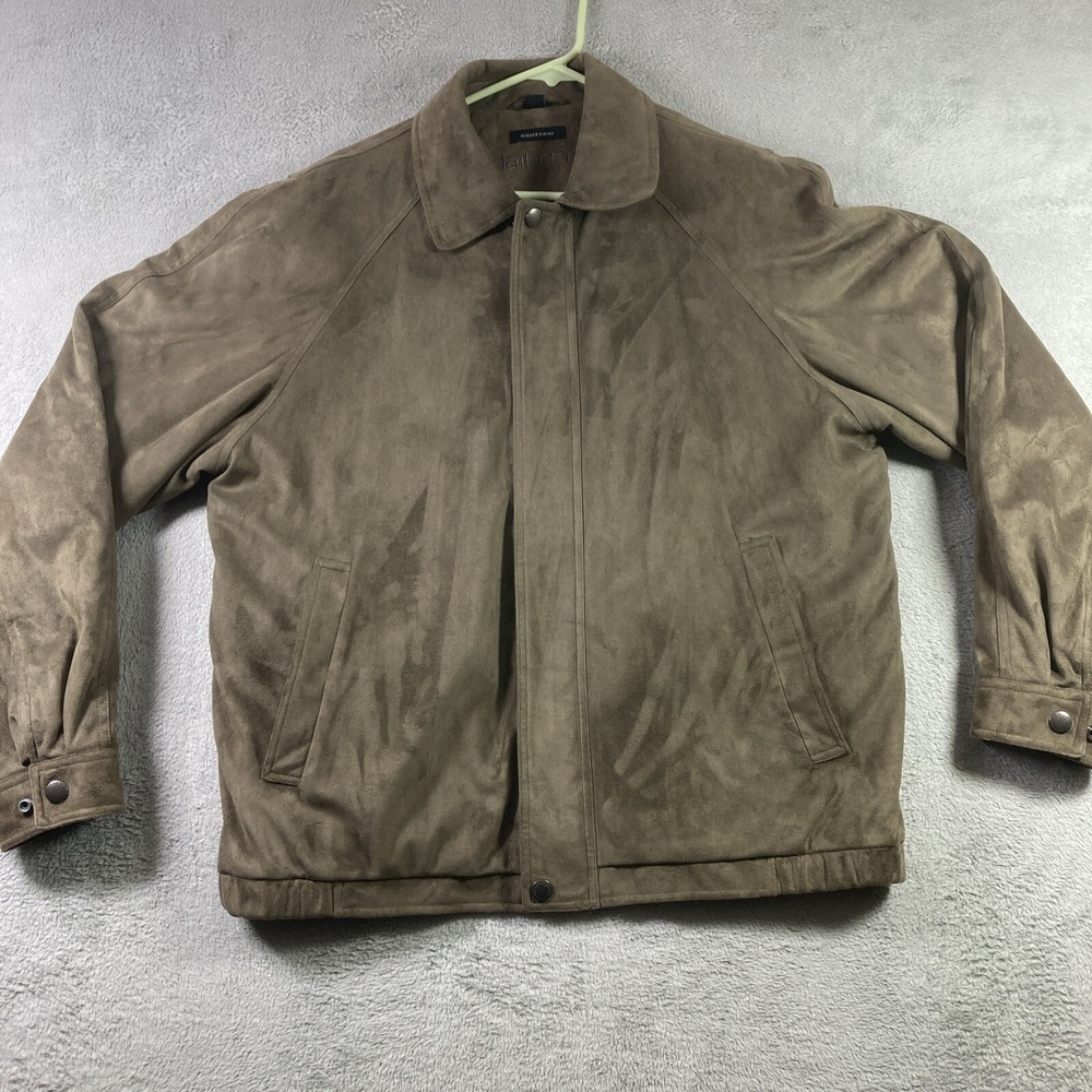 Claiborne Jacket Men Large Brown Sueded Finish Full Zip Bomber Coat Pockets READ